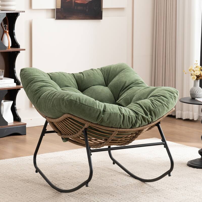 Rocking Chair, Chenille Upholstered Accent Chair, Modern Nursery Rocking Chair for Living Room, Bedroom, Apartment