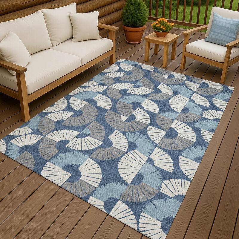 Machine Washable Indoor/ Outdoor Modern Jay Chantille Rug - Navy - 2'6" x 3'10"