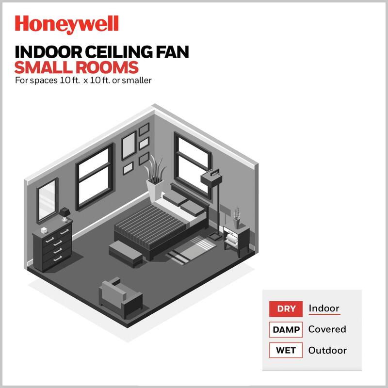 42" Honeywell Conifer Matte Black Outdoor Ceiling Fan with Light, Remote Control - 42 Inches