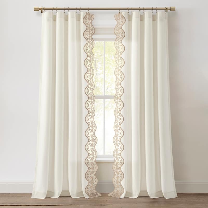 Lush Decor Scalloped Edge Lace Border Window Panel Single 52x84 - 84" x 52"