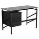 preview thumbnail 5 of 4, Two Drawer Pedestal Desk with Tempered Glass Top and Metal Frame
