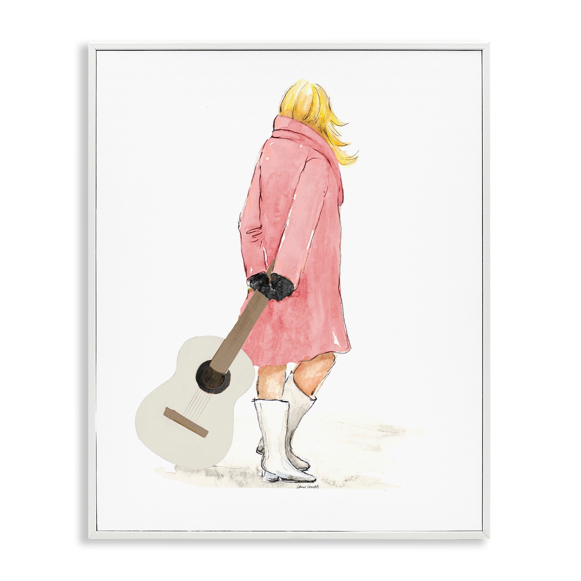 Stupell Fashionable Woman with Guitar Framed Giclee Art Design By Lanie Loreth