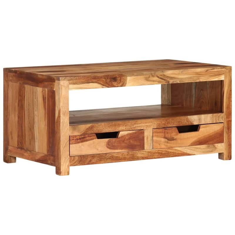 vidaXL Coffee Table 33.1"x19.3"x15.7" Solid Wood Acacia - 33.1" x 19.3" x 15.7"