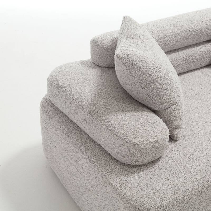 Indoor Foam Sleeper Sofa Bed with Double Backrest and Round Armrests for Living Room or Bedroom