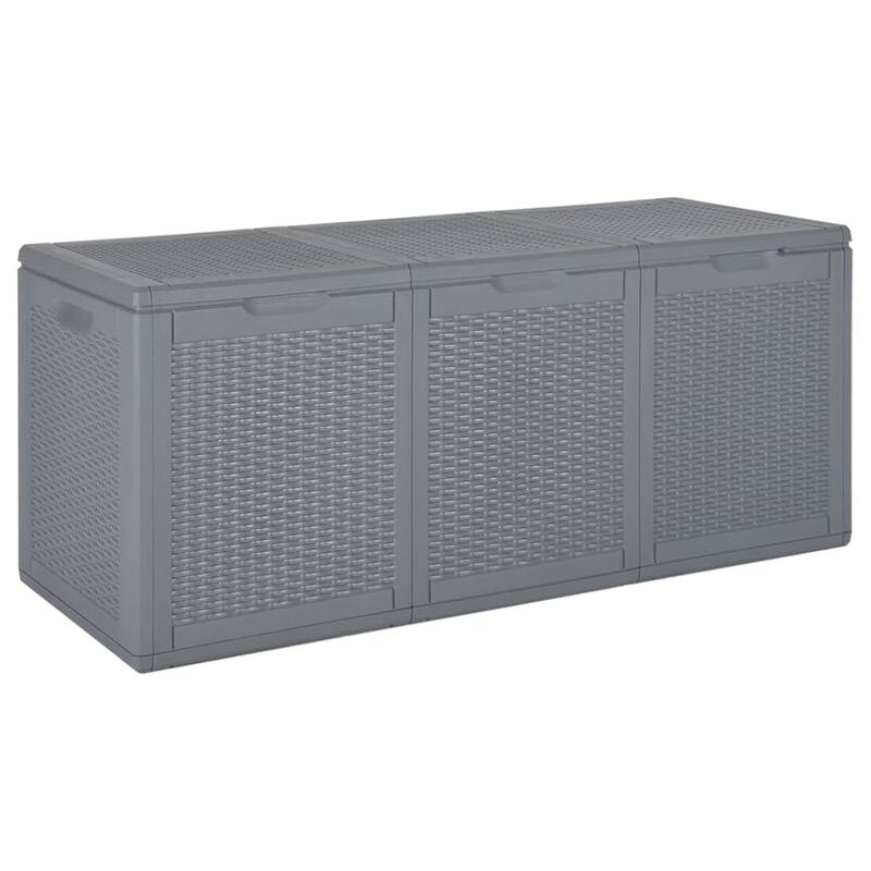 vidaXL Tool Box UV Resistant Outdoor Cushion Storage Box Tool Chest PP Rattan - 46.7" x 17.5" x 20.1" - Grey 1