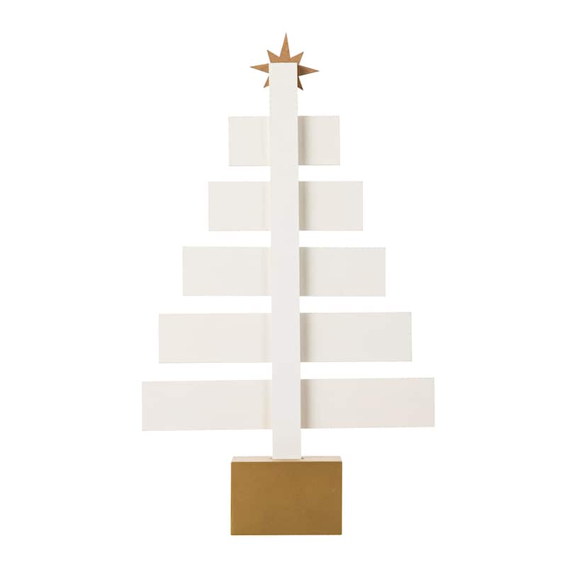 Glitzhome Christmas Tree Shaped Wooden Nativity Sign Table Decor for Holiday Party