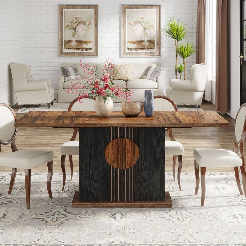 Wood Dinner Table, Kitchen Dining/Living Room Accent Dinner Table Gathering Table
