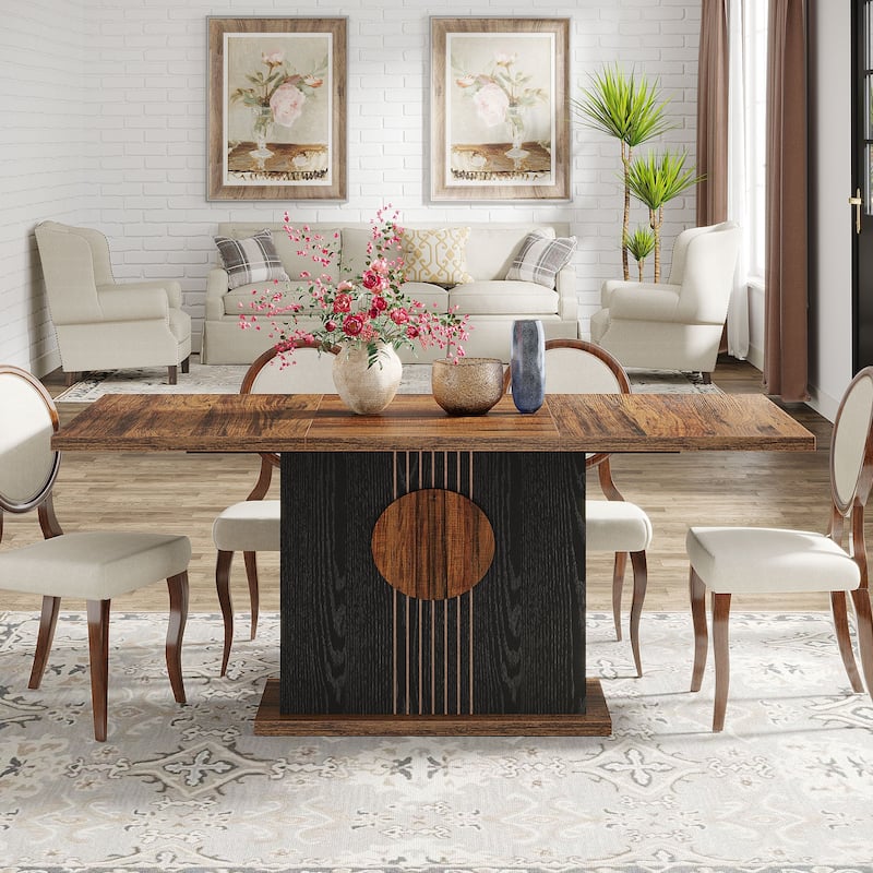 Wooden Dining Table, Kitchen Dinner Table, Dining/Living Room Accent Dinner Table Family Gathering Table