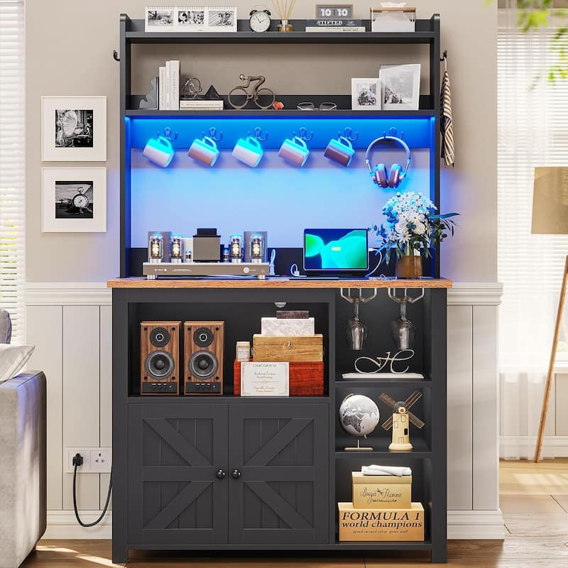 Baker's Rack Coffee Bar Cabinet Microwave Stand Kitchen Cabinet