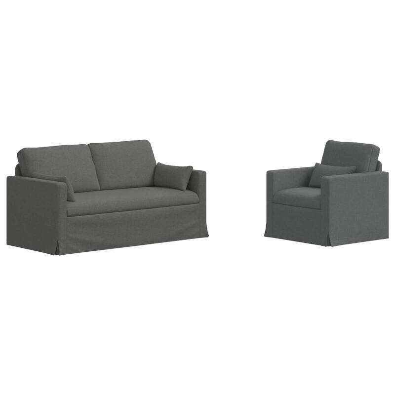 vidaXL Sofa 2 pcs Dark Grey in Fabric