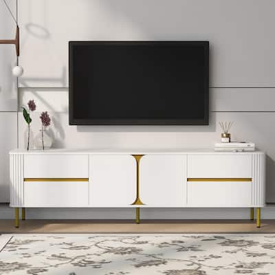 White 70.9" TV Stand with 4 Drawers and 1 Spacious Cabinet for TVs Up to 80"