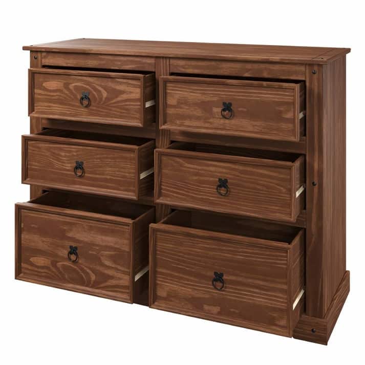 Wood Dresser 3+3 Drawers Chest Corona Collection | Furniture Dash