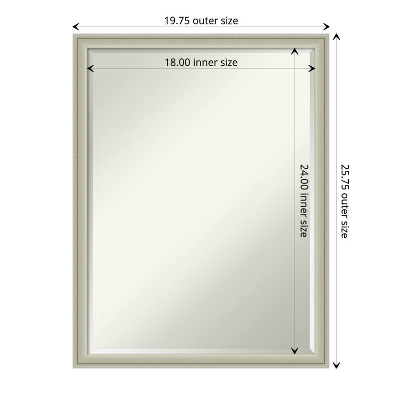 Florence Half-Inch-Bevel Framed Wall Mirror - Glass Size 18x24 - Florence Silver