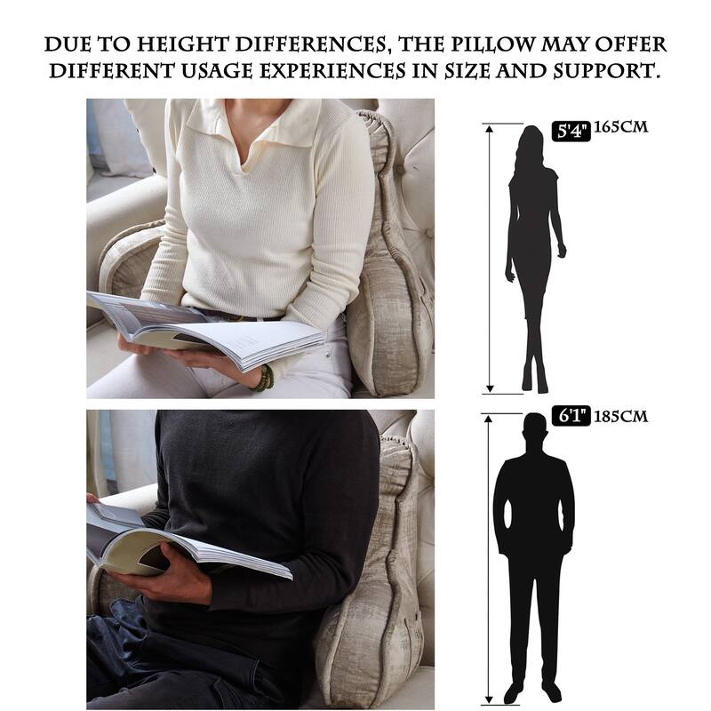 Textured Velvet Bedrest Reading Pillow Cover & Filling