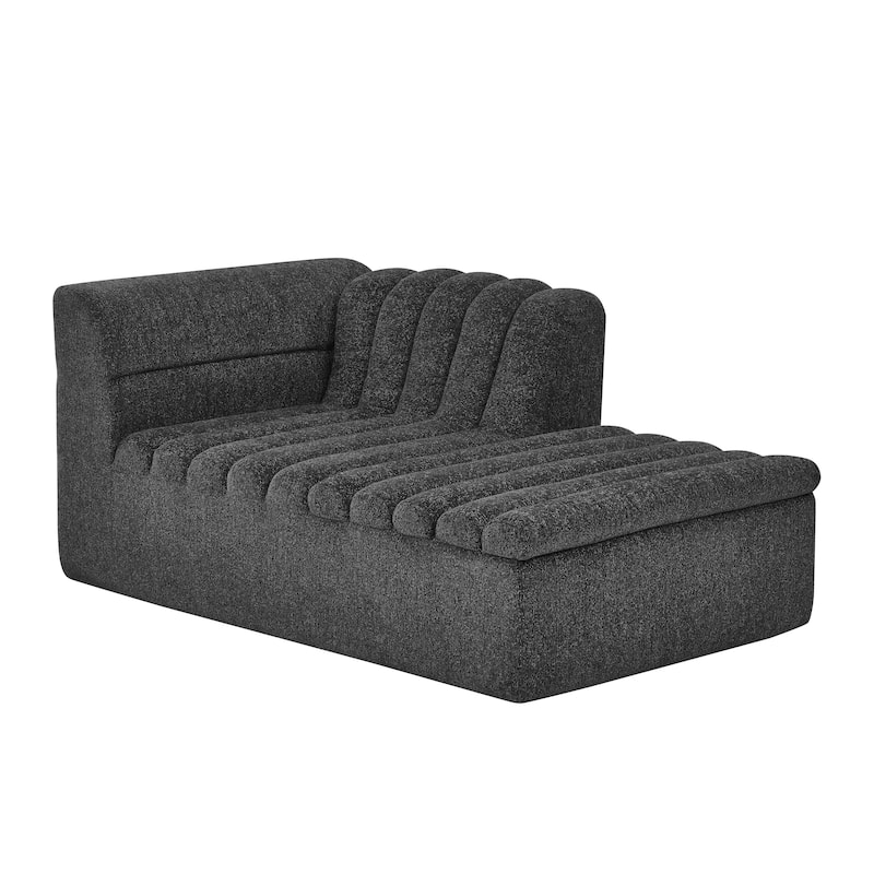 Modular Sectional Sofa with L-Shape Chaise Lounge, Chenille Upholstered Boneless Couches, Corner Sofa with Wave-Shaped Armrest
