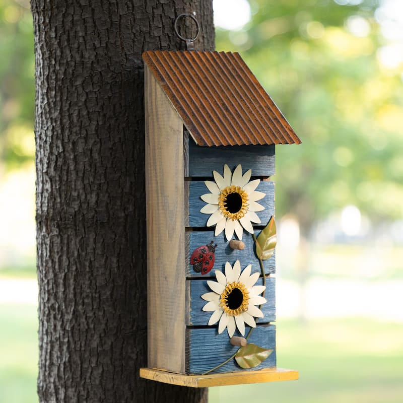 Glitzhome Hanging Distressed Solid Wood Birdhouse