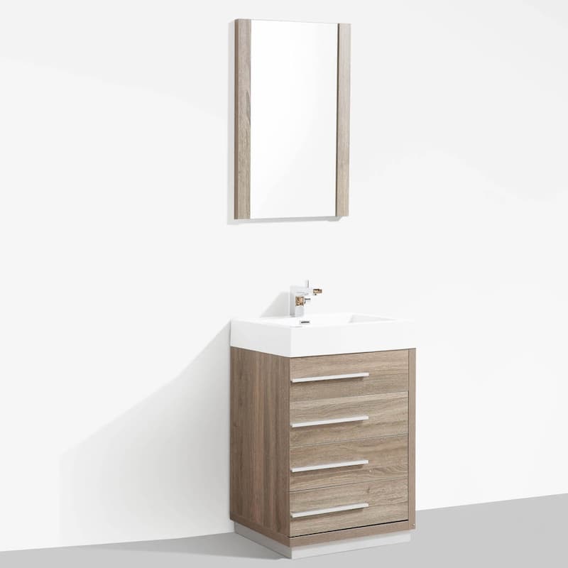 Blossom 24" All-Wood Vanity w/ Acrylic Sink & Mirror, Freestanding