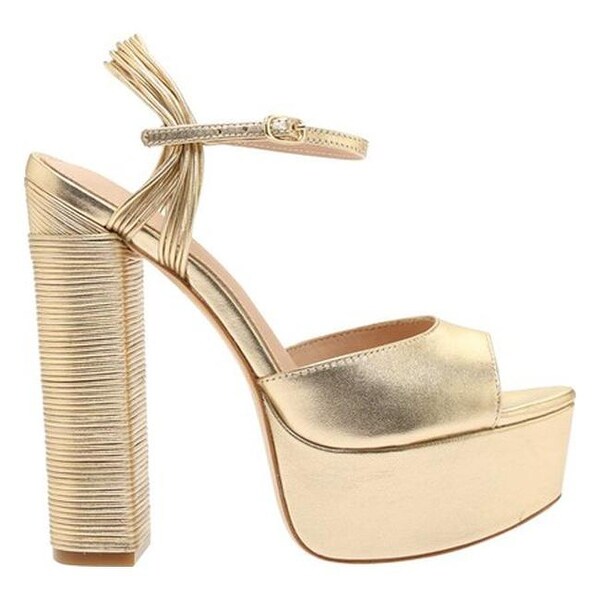 gold metallic platform heels