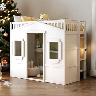 Modern Twin Size House Loft Bed With Ladder and Guaranteed, Health and Comfort, Sturdy Construction & Unique Design