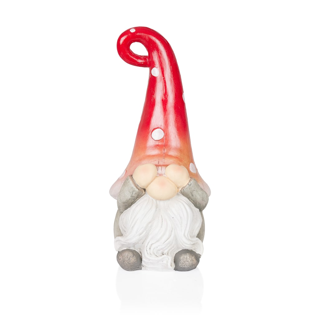 Gnome Covering Eyes with Red Ombre Hat