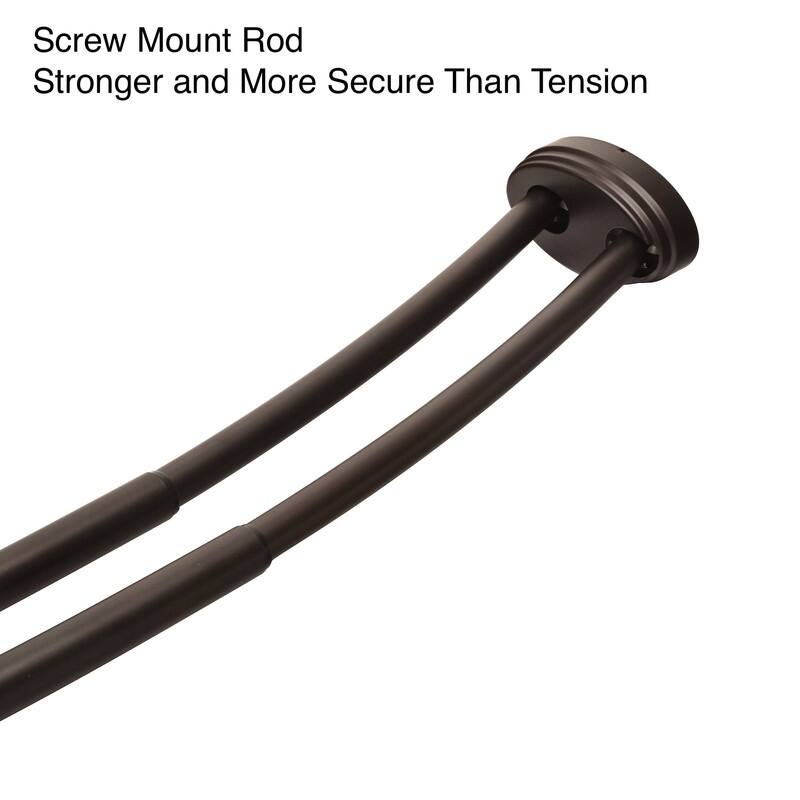 Utopia Alley Rustproof Wall Mounted Aluminum Double Curved Shower Curtain Rod, Screw Mount Rod, Adjustable Rod from 45" to 72"