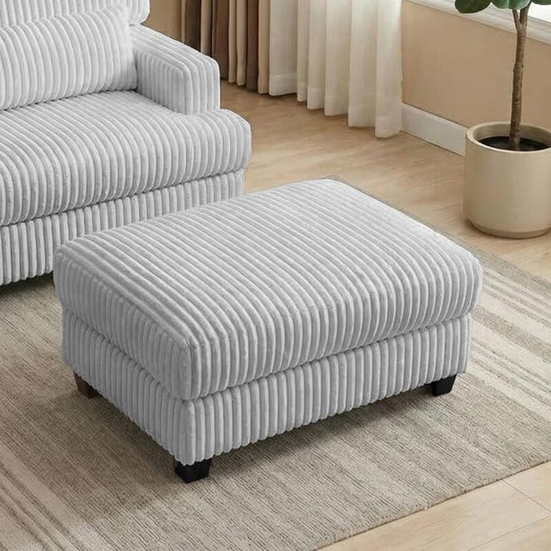 36" Wide Oversized Upholstered Chaise Lounge Accent Chair with Ottoman - Ottoman - Grey