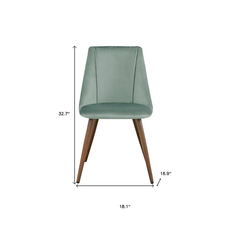 HomeRoots Set of Two Green and Brown Velvet and Steel Dining Side Chairs - 18.10 in. x 32.70 in. x 16.90 in.