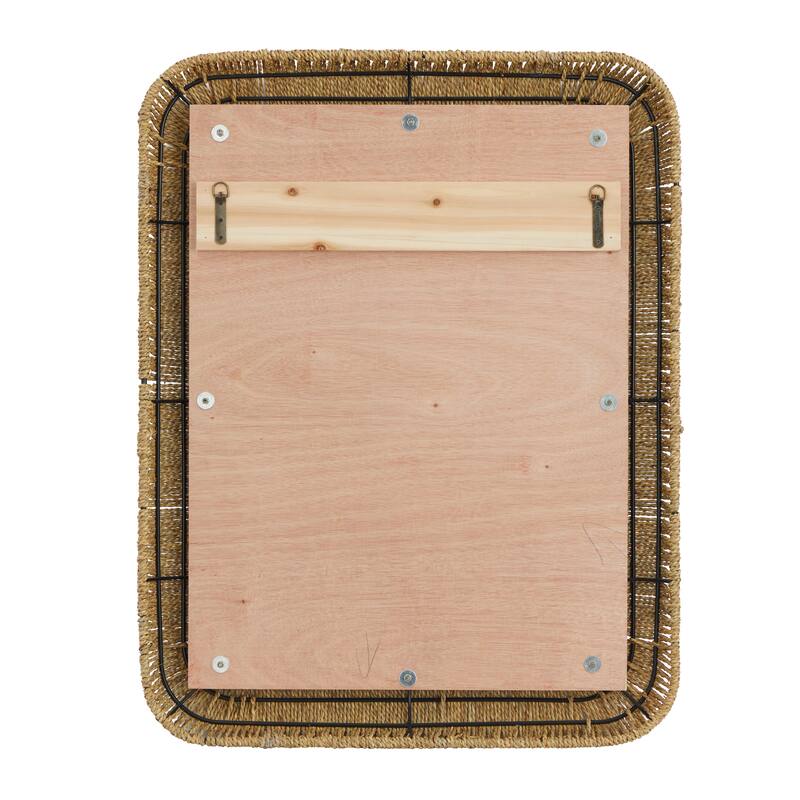 Brown Rattan Room Wall Mirror - 32 x 3 x 40