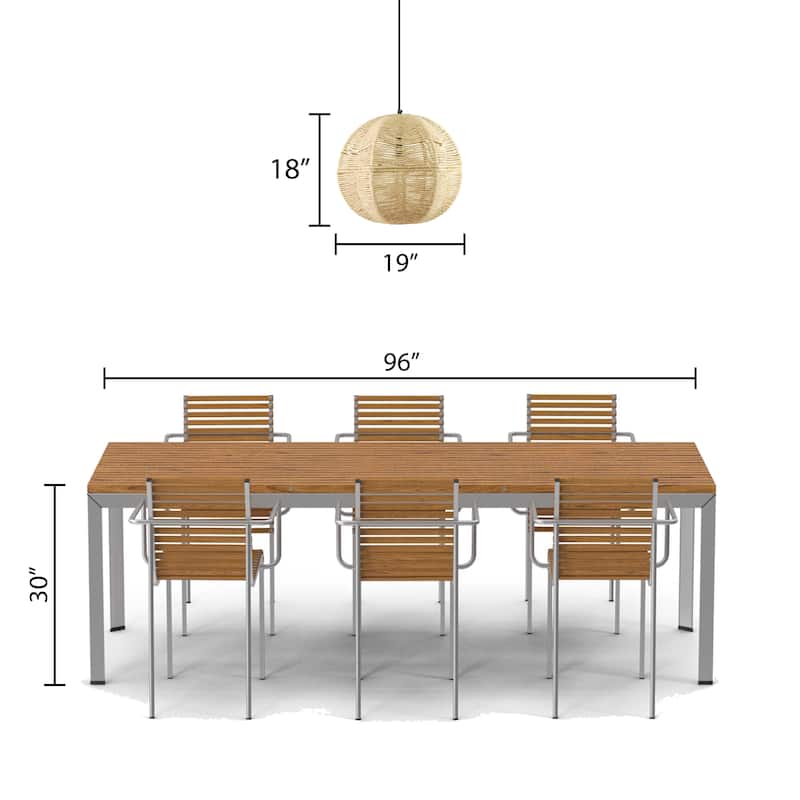 River of Goods Black and Ivory Jute and Metal 19-Inch Globe Pendant Light with Adjustable Hanging Cord - 19" x 19" x 73"