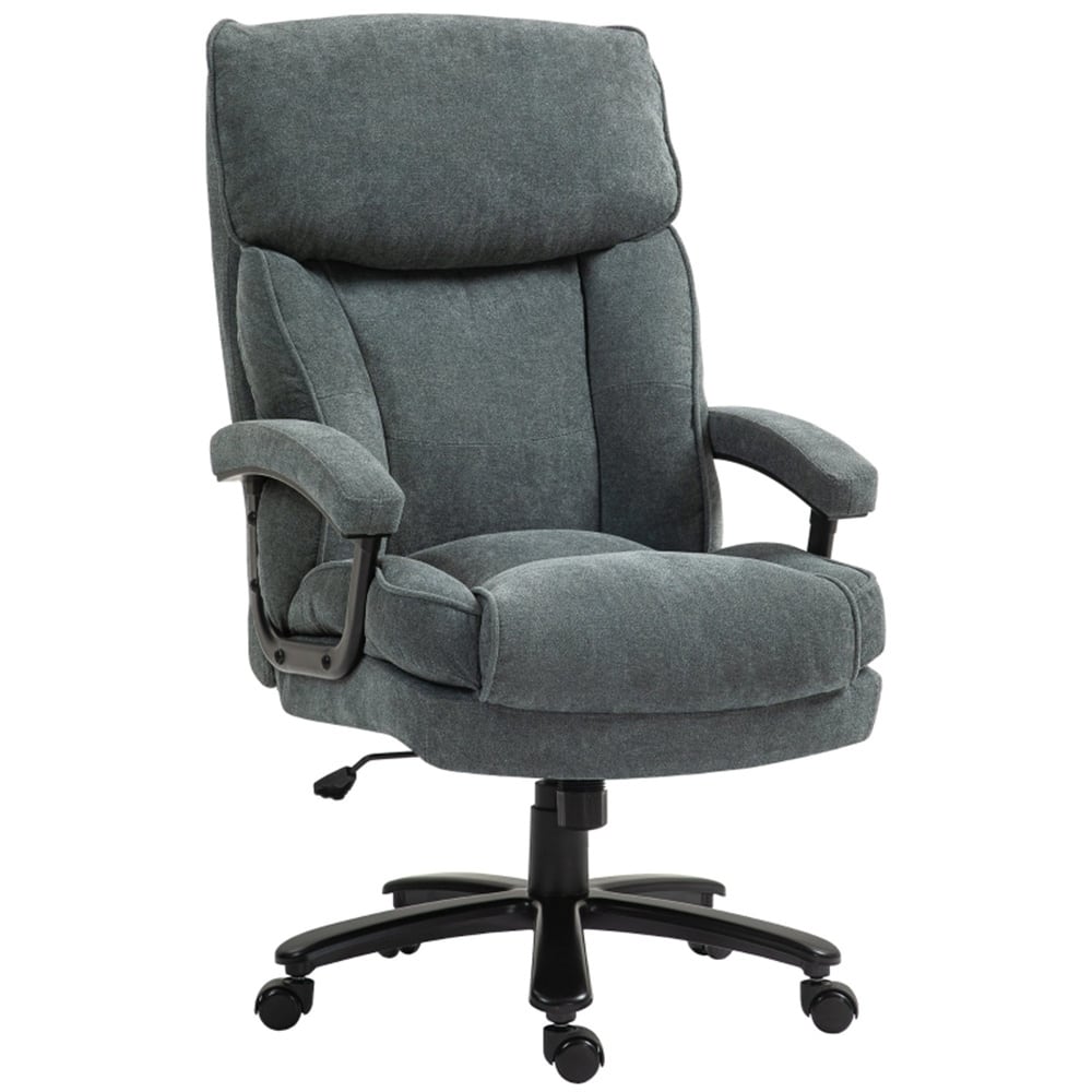 Pebble Grey Linen-Feel Fabric Reclining Office Chair with Footrest - 27" W x 31.1" D x 46.1" – 49.2" H