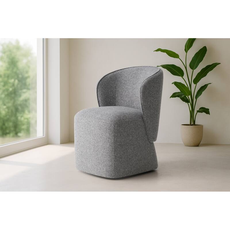 Modrest Souza Modern Grey Fabric Swivel Dining Chair