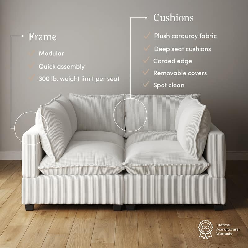 Chelsea Modern Pit Sectional Sofa, Cloud Fabric Modular Sofa with Plush Seat