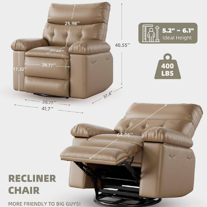 Oversized Manual Recliner, Comfort Lazy Sofa Chair for Living Rooms and Bedroom