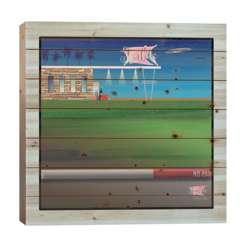 Starlite Motel Print On Wood by Jeffrey Coleson - Multi-Color - 26x26x1.5