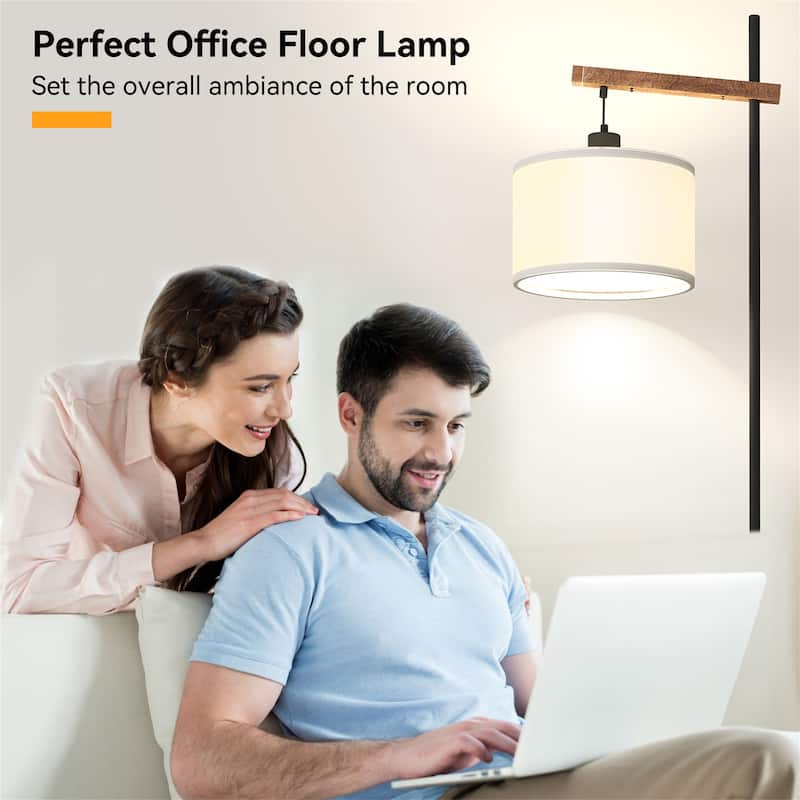 61" Wood Arched Floor Lamp With Pedal Switch
