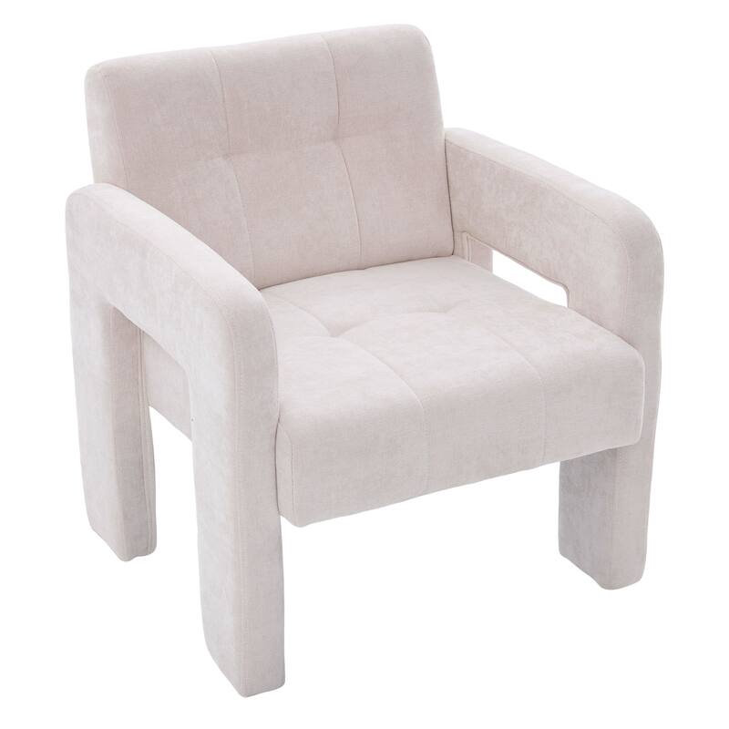 Chenille Upholstered Single Armchair, Ergonomic Lounge Reading Chair, High-density Foam Sofa Chair for Living Room, Bedroom