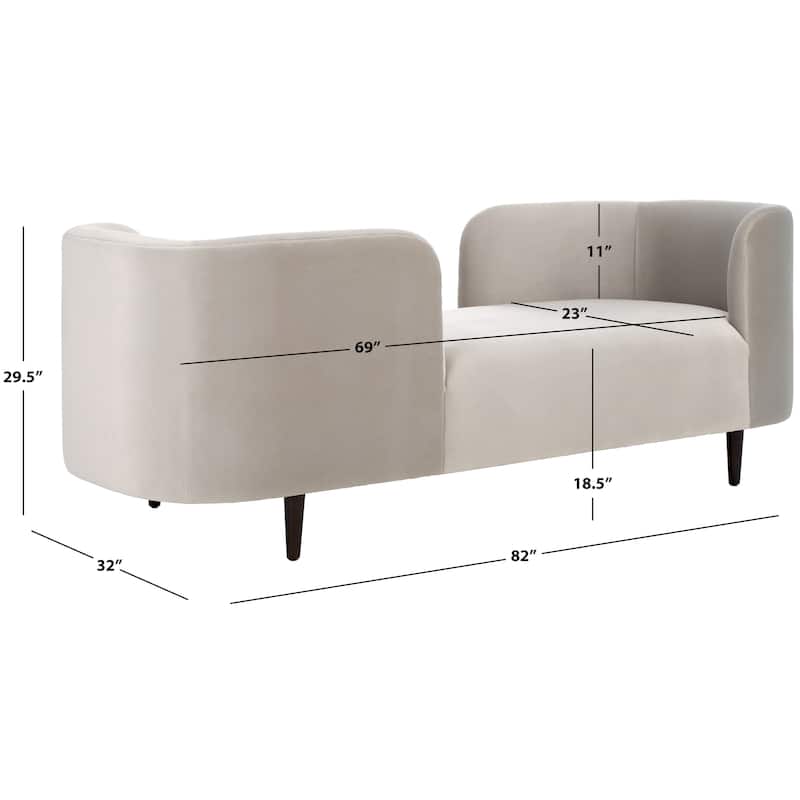 SAFAVIEH Couture Frieda Velvet Tete A Tete Chair - 82Wx32Dx30H - Light Grey