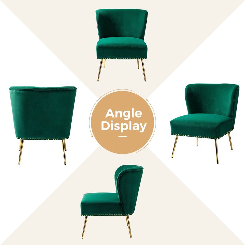 Celtia Modern Velvet Accent Side Chair with Nailhead Trim by HULALA HOME