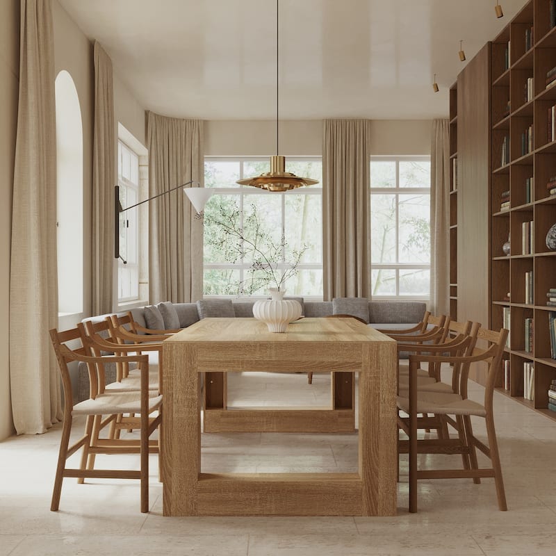 Rectangular Coffee Table Wooden Dining Table with Bottom Storage