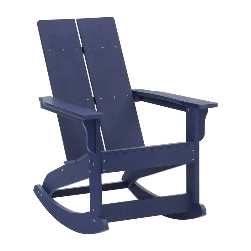 Modern 2-Slat Adirondack Poly Resin Rocking Chair for Indoor/Outdoor Use