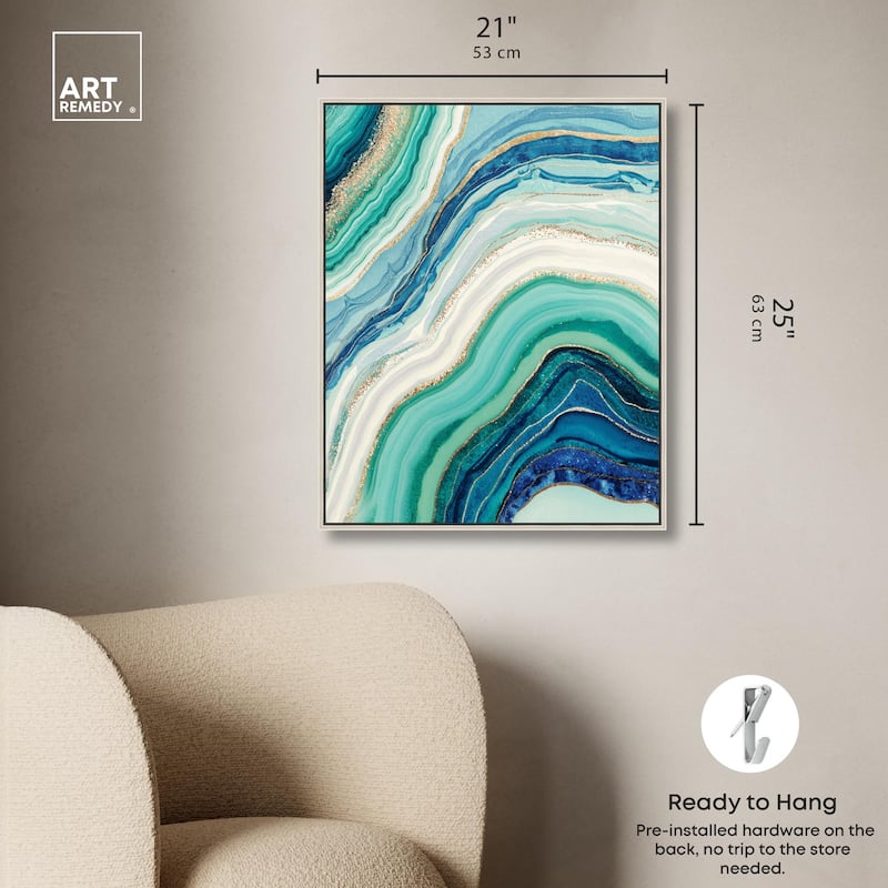 Blue Green Abstract Agate I Canvas by Art Remedy