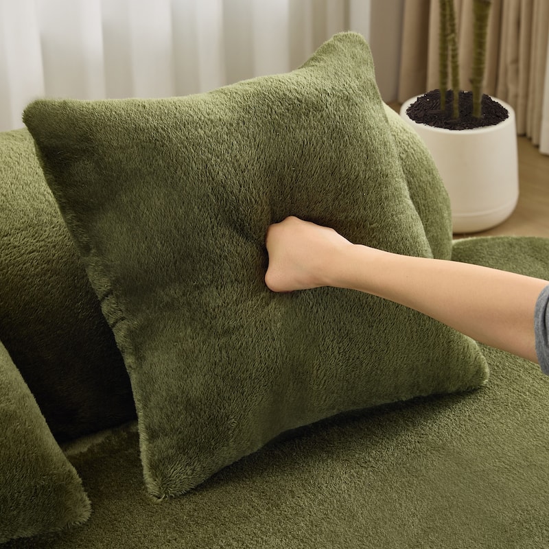 Modern And Simple Curved Flannelette Sofa.Creative Multi-Seater,With A Combination Of Pillows