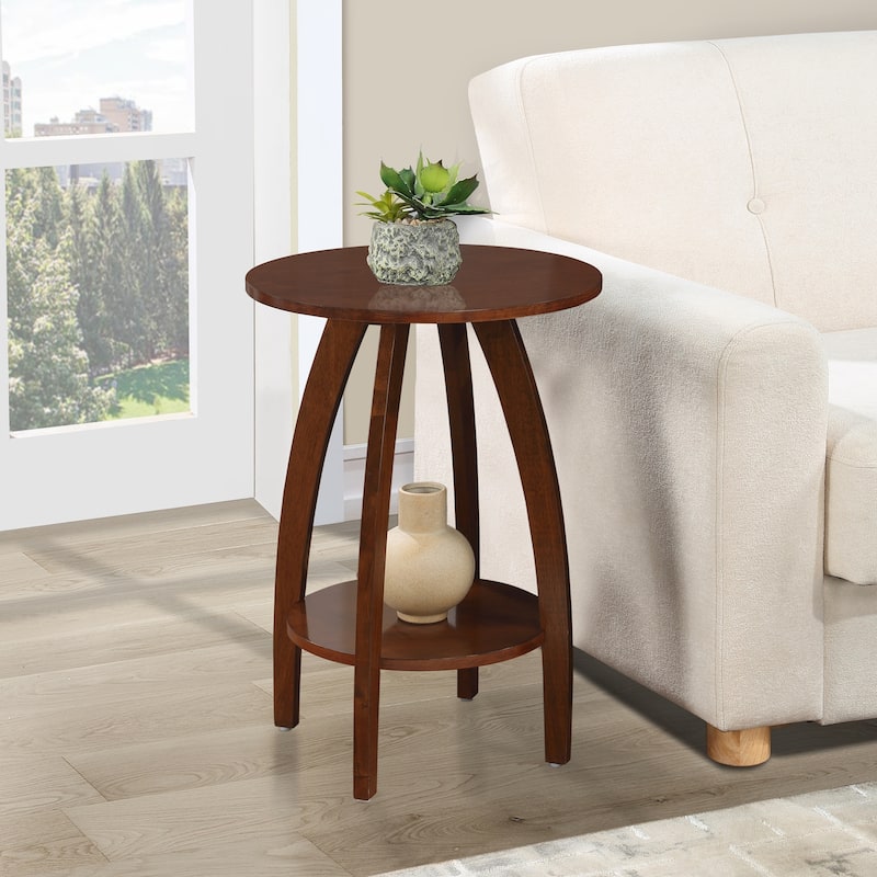 End Table with Shelf Solid Wood Two-Tier Storage Scandinavian Modern Design Accent Furniture for Stylish Interiors - 17.75