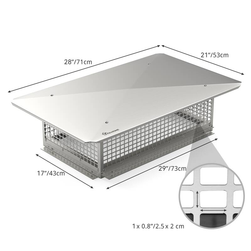 17" x 29" Chimney Cap with Adjustable Metal Strips