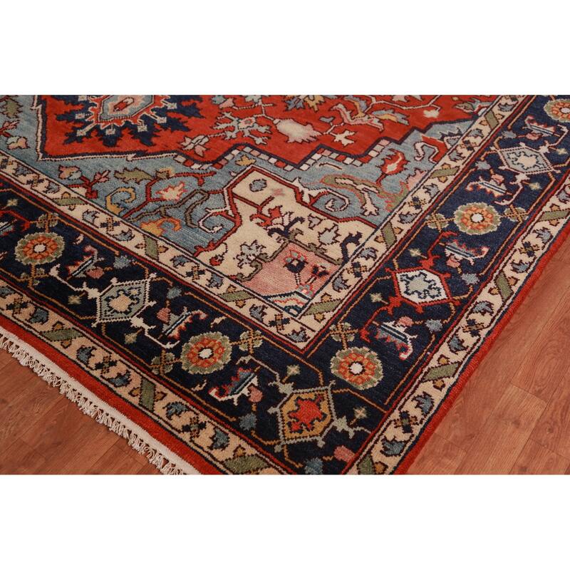 Traditional Heriz Serapi Indian Area Rug Handmade Wool Carpet - 8'11" x 11'11"