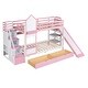 preview thumbnail 14 of 32, Playhouse Inspired Twin-Over-Twin Castle Style Bunk Bed with 2 Drawers 3 Shelves and Slide