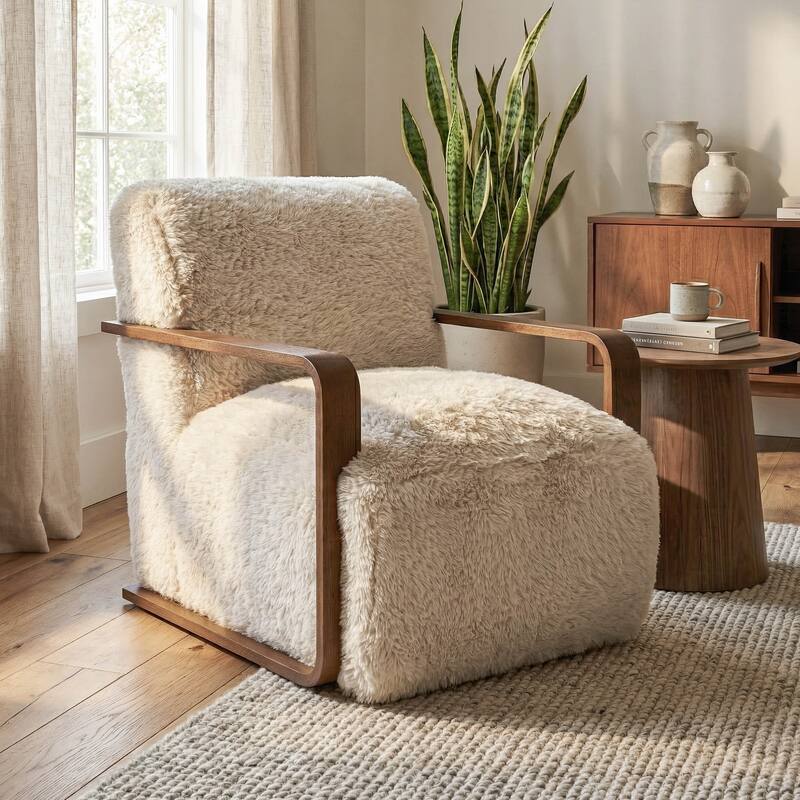 Furniture of America Neyra Modern 28-inch Faux Fur Accent Arm Chair