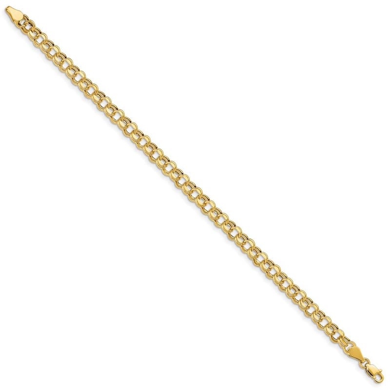 Curata 10k Yellow Gold Lite 5mm Double Link Charm Bracelet Options: 7" 8"