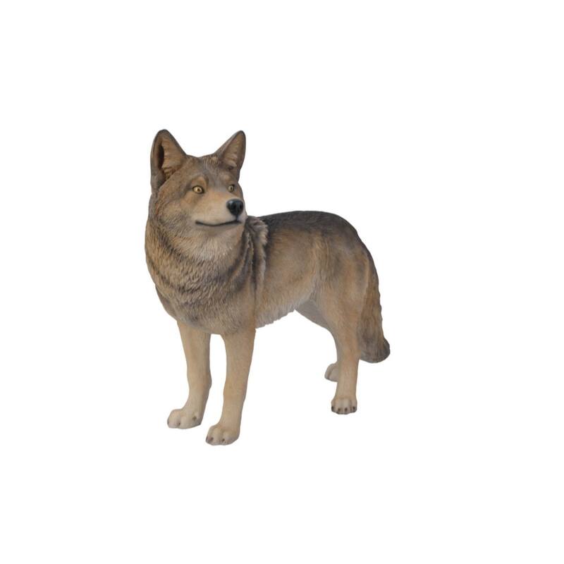 24" Gray and Brown Standing Coyote Outdoor Garden Figurine