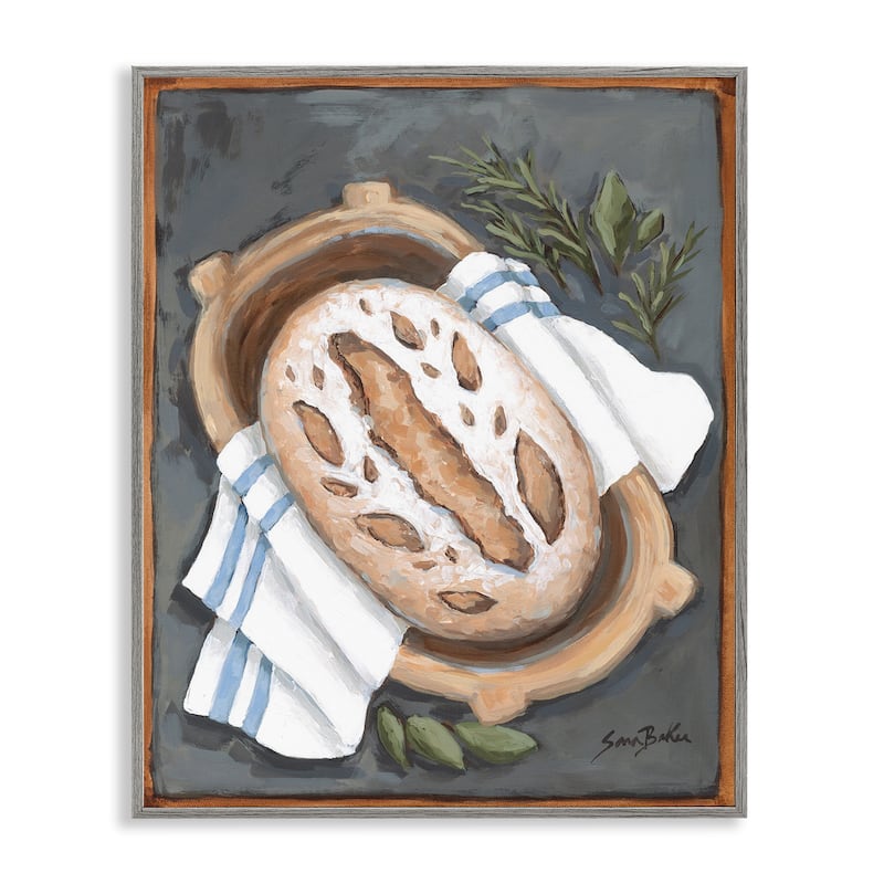 Stupell Bread Baking Basket Framed Giclee Art Design By Sara Baker - 11 x 14 - Grey